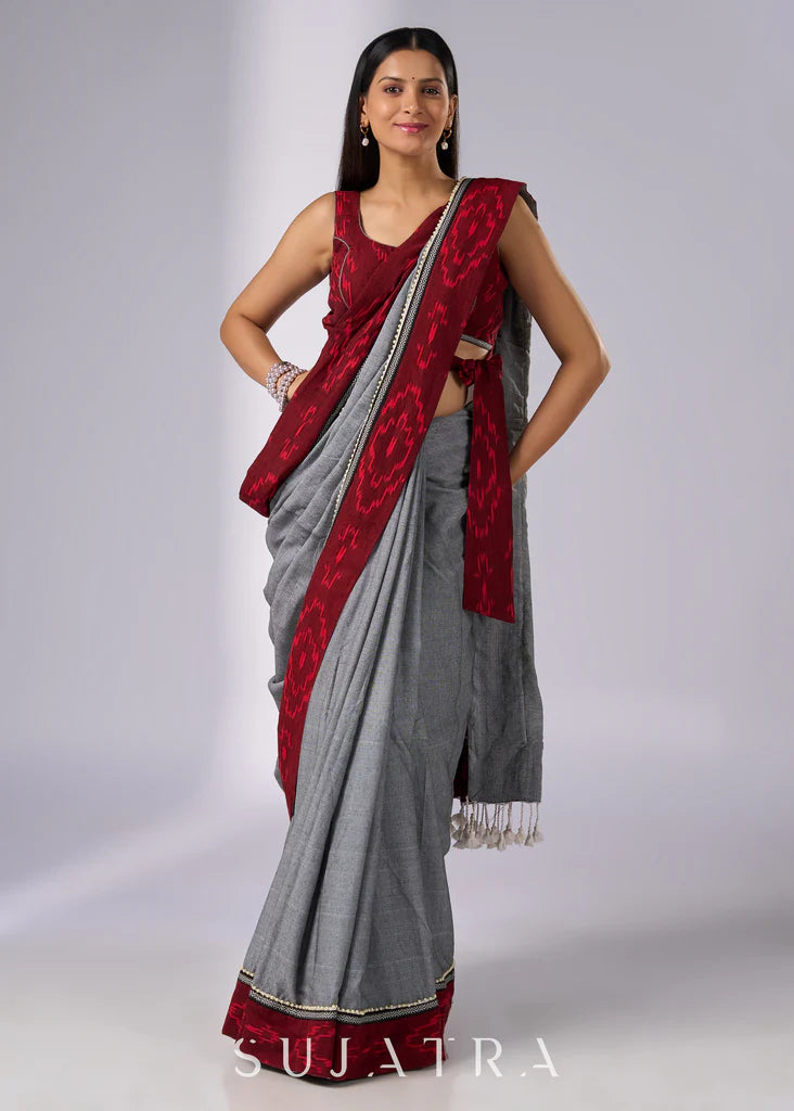 SAWAB BAIRI WALE PREIMIUIM LINEN COTTON SAREE