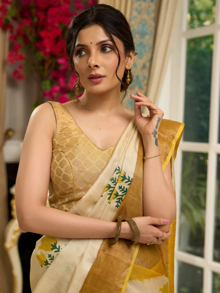 KUCH NA BOLU WALE PREIMIUIM LINEN COTTON SAREE