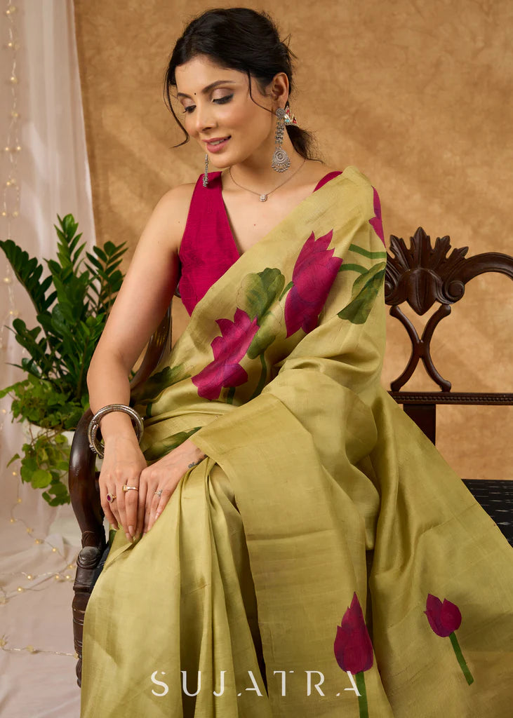 SURAJ HUA MADHAM WALE  PREMIUIM LINEN COTTON  SAREE