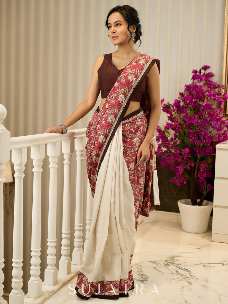 SURAJ HUA MADHAM WALE PREIMIUIM LINEN COTTON SAREE