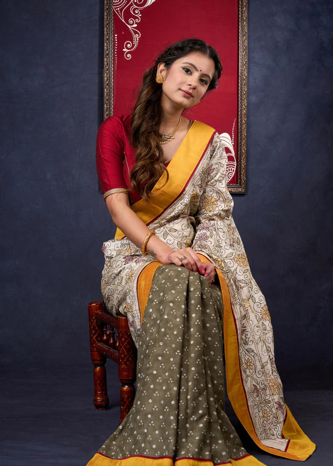 DIL BADA BAIMAAN HAI WALE  PREMIUIM LINEN COTTON  SAREE