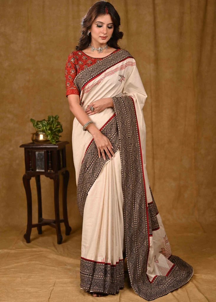 GERUVA WALE PREIMIUIM LINEN COTTON SAREE
