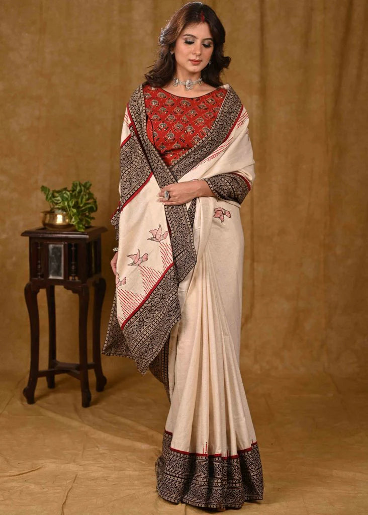 GERUVA WALE PREIMIUIM LINEN COTTON SAREE