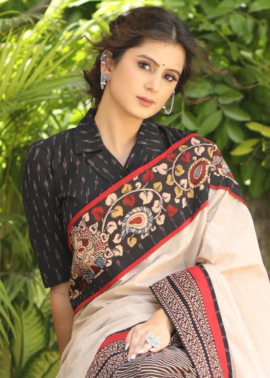 JAANAT DIKAYE  WALE PREIMIUIM LINEN COTTON SAREE