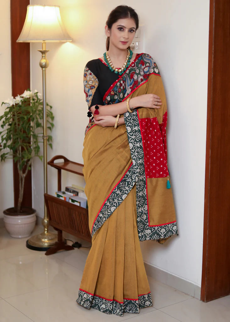 SAWAN PEHELEA BADAL WALE  PREMIUIM LINEN COTTON  SAREE