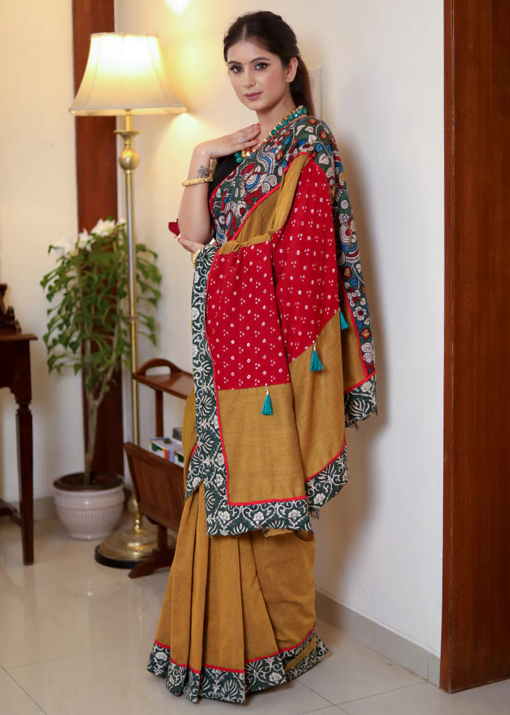 SAWAN PEHELEA BADAL WALE  PREMIUIM LINEN COTTON  SAREE
