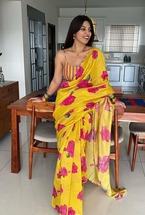 TU SHARMYE  WALE BEST LINEN COTTON  SAREE